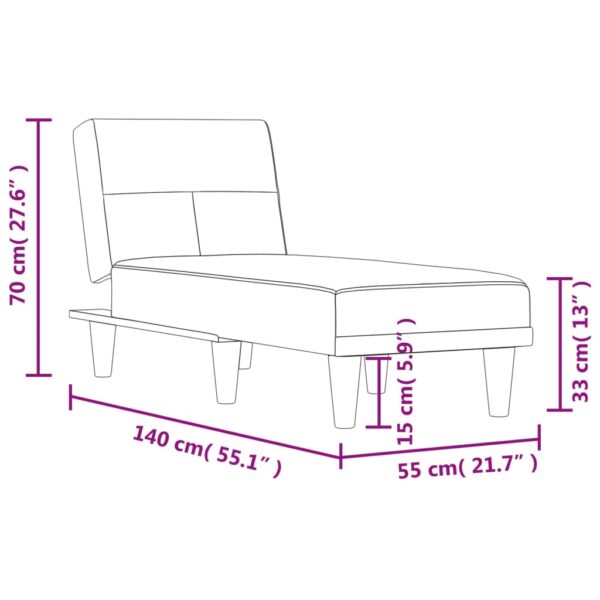 Chaise longue tecido cinzento-claro - Image 8
