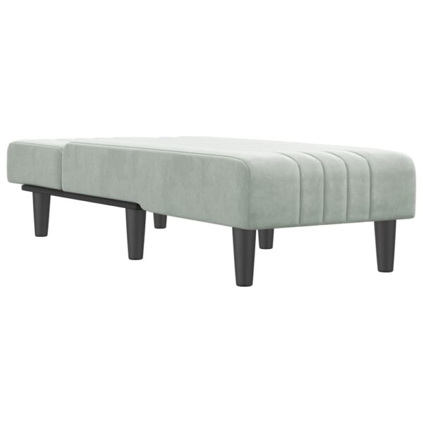 Chaise longue veludo cinzento-claro - Image 2