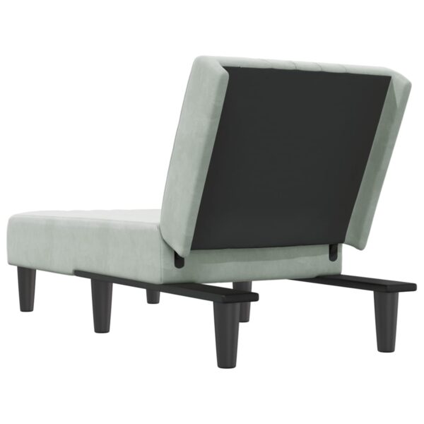 Chaise longue veludo cinzento-claro - Image 4