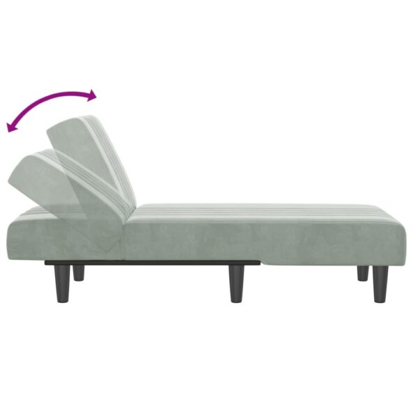 Chaise longue veludo cinzento-claro - Image 5