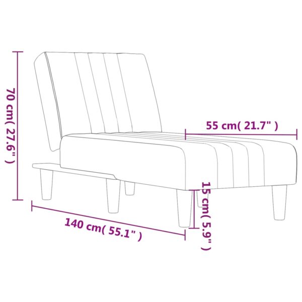Chaise longue veludo cinzento-claro - Image 8