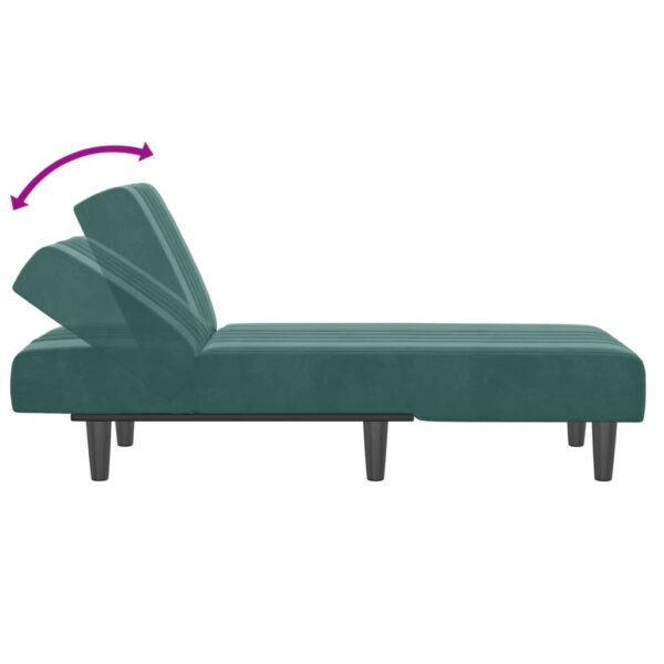 Chaise longue veludo verde-escuro - Image 5