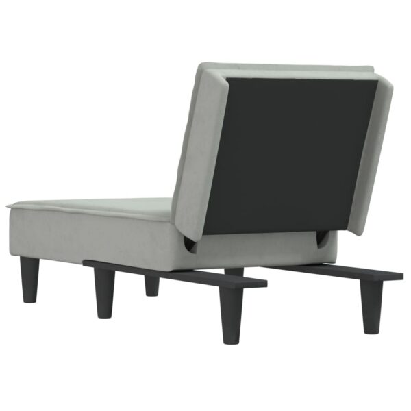 Chaise longue veludo cinzento-claro - Image 4