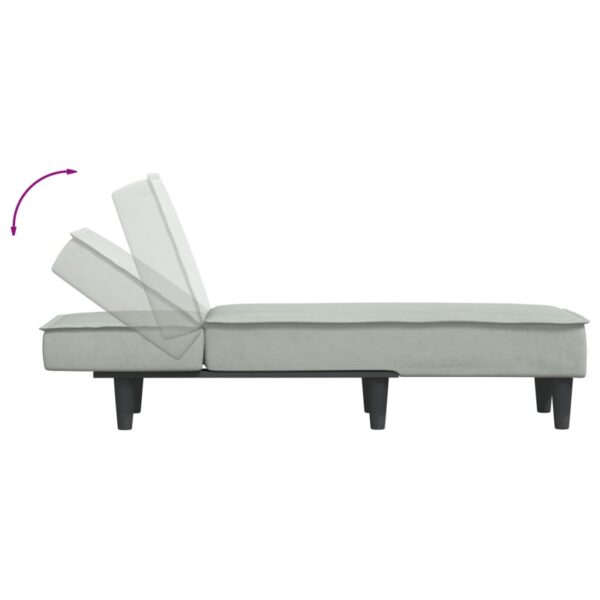 Chaise longue veludo cinzento-claro - Image 5