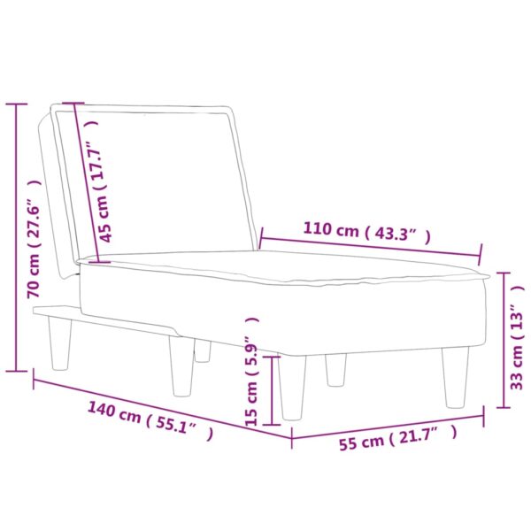 Chaise longue veludo cinzento-claro - Image 8