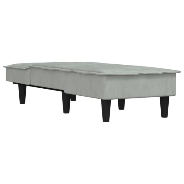 Chaise longue veludo cinzento-claro - Image 2