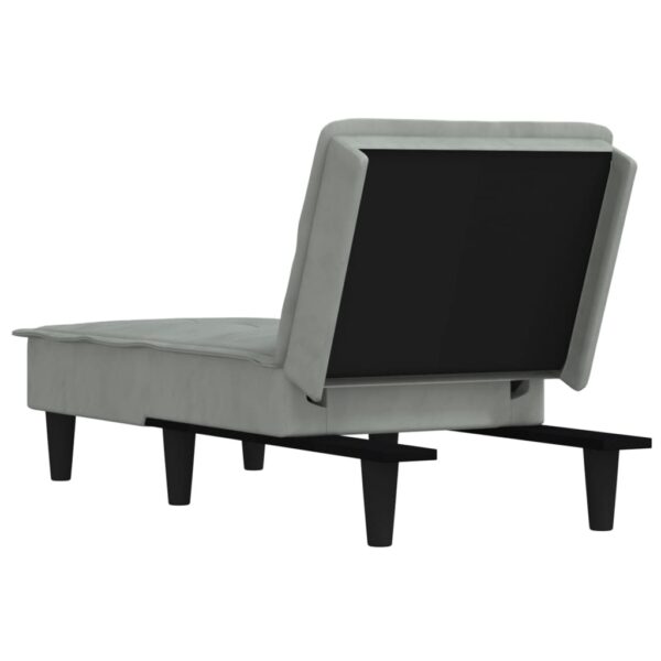 Chaise longue veludo cinzento-claro - Image 4