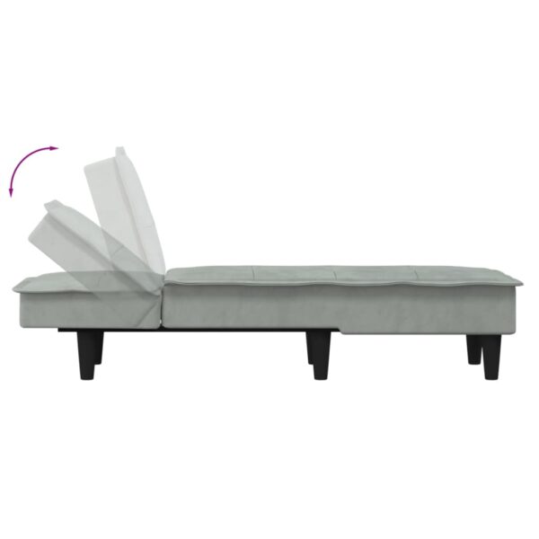 Chaise longue veludo cinzento-claro - Image 5