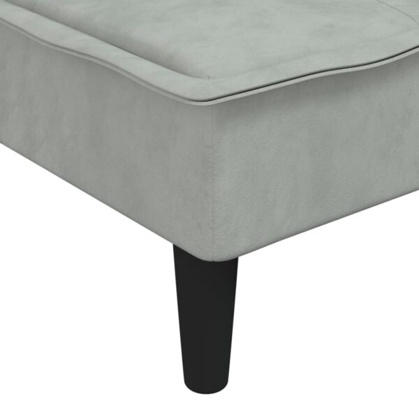 Chaise longue veludo cinzento-claro - Image 6