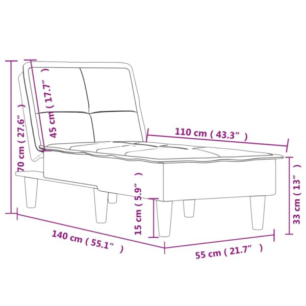 Chaise longue veludo cinzento-claro - Image 8