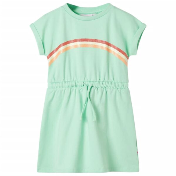Vestido de criança com cordão verde brilhante 128