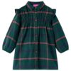 Vestido de criança com manga comprida e folhos verde-escuro 116