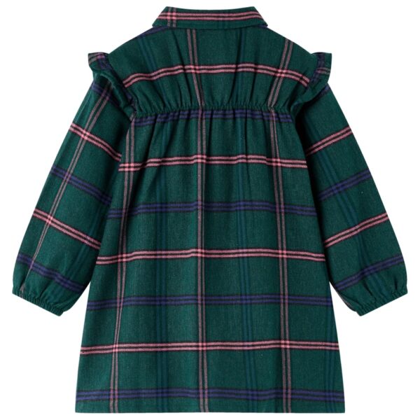 Vestido de criança com manga comprida e folhos verde-escuro 116 - Image 2
