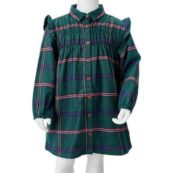 Vestido de criança com manga comprida e folhos verde-escuro 116 - Image 8