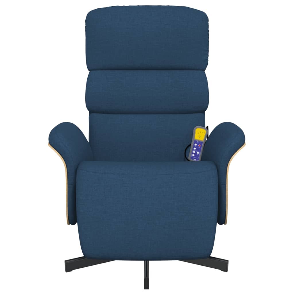 Cadeira de massagens reclinável c/ apoio de pés tecido azul - Image 2