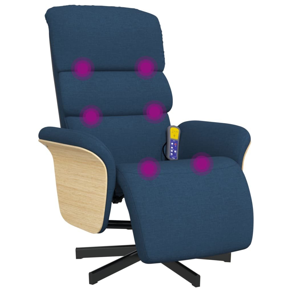 Cadeira de massagens reclinável c/ apoio de pés tecido azul - Image 6