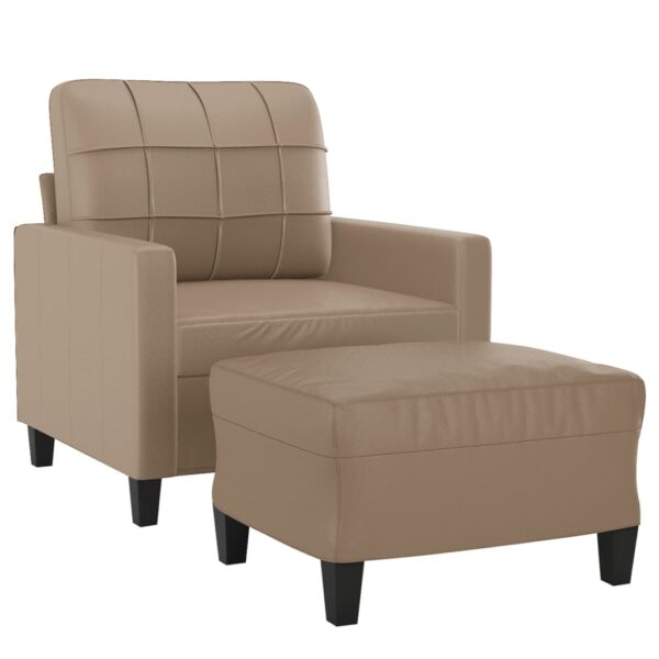 Poltrona com apoio de pés 60 cm couro artificial cappuccino - Image 2