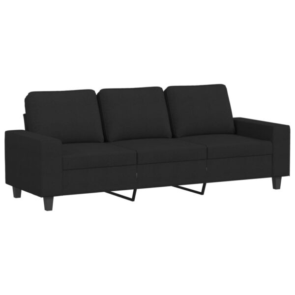 Sofá de 3 lugares com apoio de pés 180 cm tecido preto - Image 2
