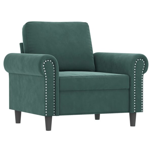 Poltrona com apoio de pés 60 cm veludo verde-escuro - Image 3