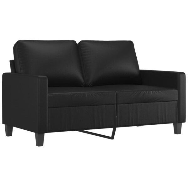 3 pcs conjunto de sofás com almofadões couro artificial preto - Image 3