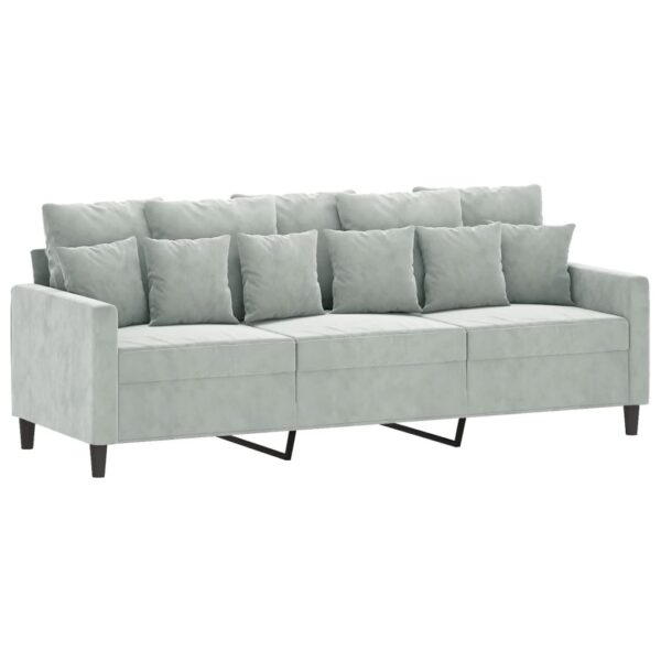 4 pcs conjunto de sofás com almofadões veludo cinzento-claro - Image 2