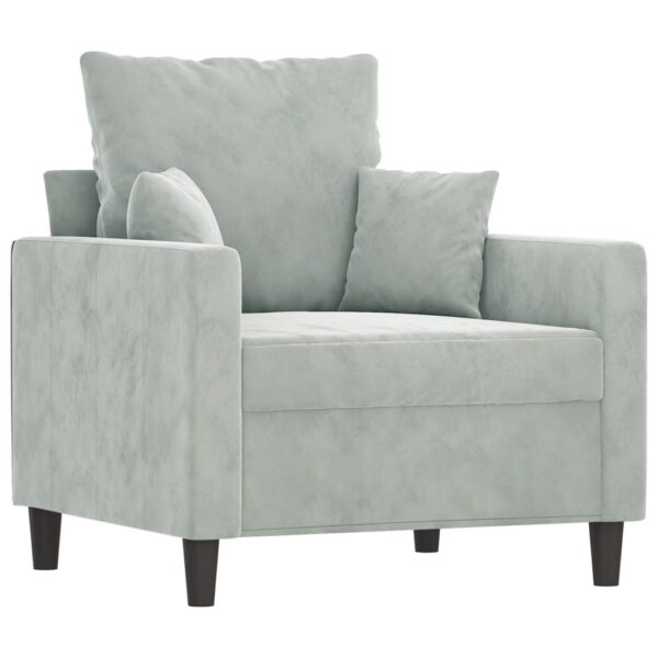 4 pcs conjunto de sofás com almofadões veludo cinzento-claro - Image 4
