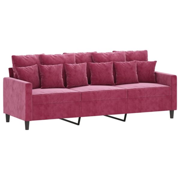 4 pcs conjunto de sofás com almofadões veludo vermelho tinto - Image 2
