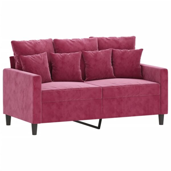 4 pcs conjunto de sofás com almofadões veludo vermelho tinto - Image 3
