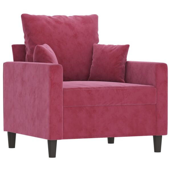 4 pcs conjunto de sofás com almofadões veludo vermelho tinto - Image 4