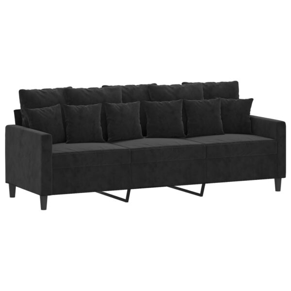 4 pcs conjunto de sofás com almofadões veludo preto - Image 2