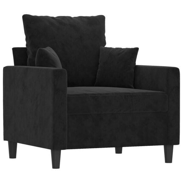 4 pcs conjunto de sofás com almofadões veludo preto - Image 4