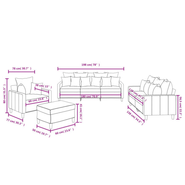 4 pcs conjunto de sofás com almofadões veludo preto - Image 9