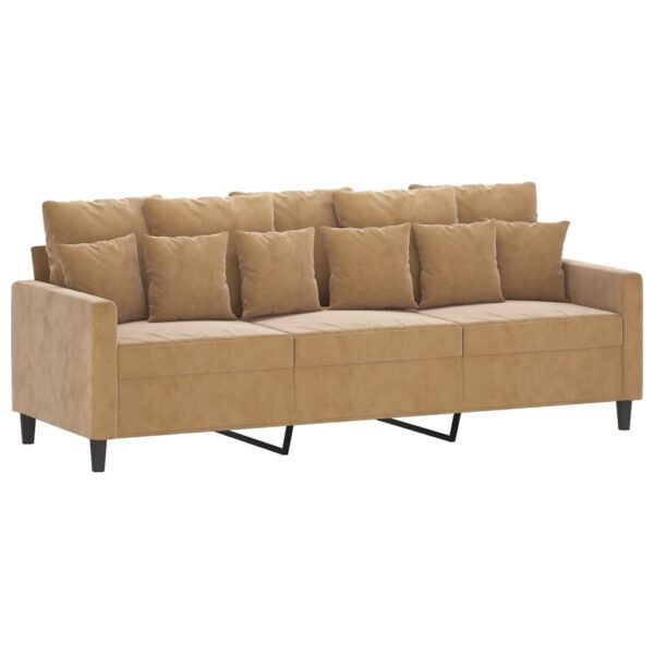 4 pcs conjunto de sofás com almofadões veludo castanho - Image 2