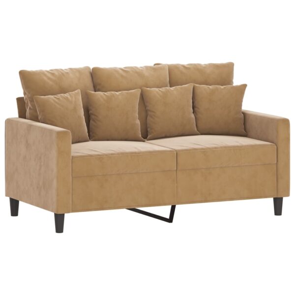 4 pcs conjunto de sofás com almofadões veludo castanho - Image 3