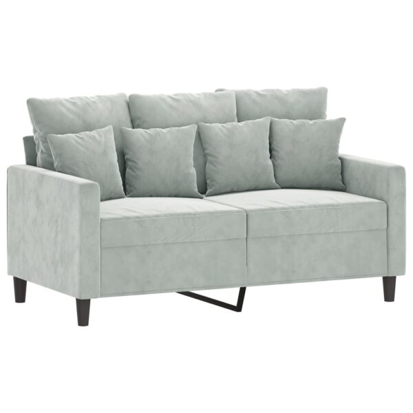 2 pcs conjunto de sofás com almofadões veludo cinzento-claro - Image 2