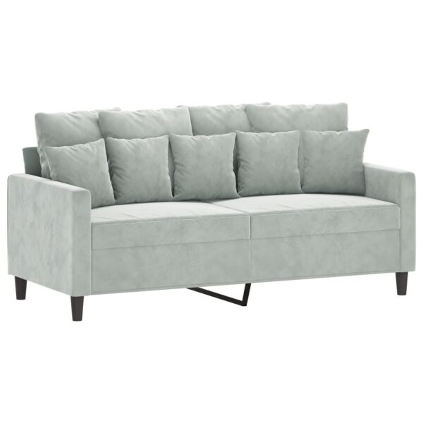 2 pcs conjunto de sofás com almofadões veludo cinzento-claro - Image 3