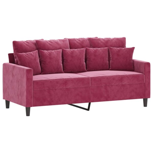 2 pcs conjunto de sofás com almofadões veludo vermelho tinto - Image 3