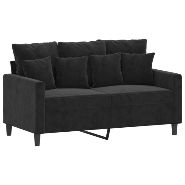 2 pcs conjunto de sofás com almofadões veludo preto - Image 2