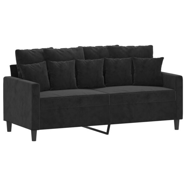 2 pcs conjunto de sofás com almofadões veludo preto - Image 3