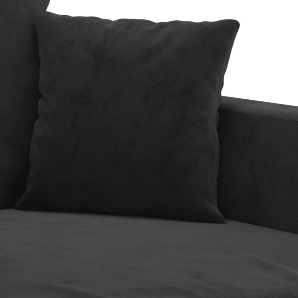 2 pcs conjunto de sofás com almofadões veludo preto - Image 4