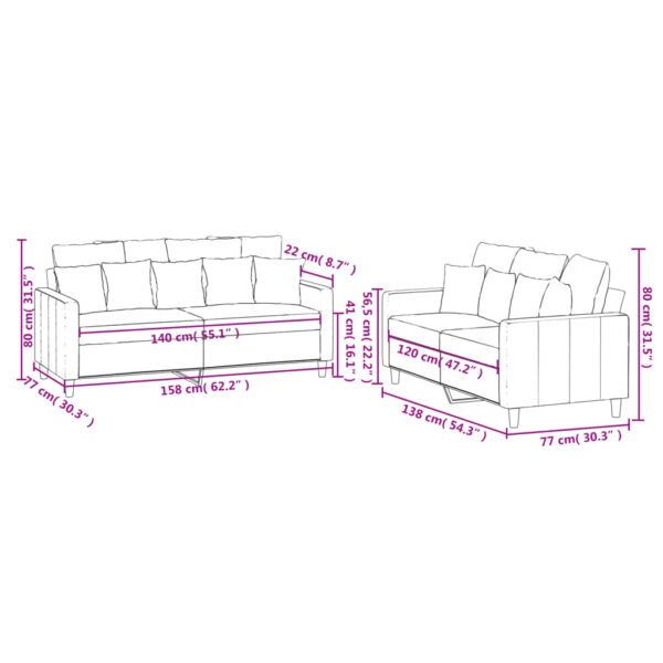 2 pcs conjunto de sofás com almofadões veludo preto - Image 6