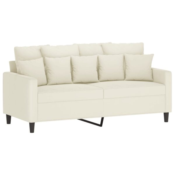2 pcs conjunto de sofás com almofadões veludo cor creme - Image 3