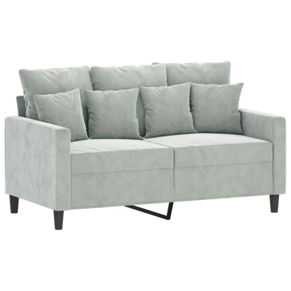 3 pcs conjunto de sofás com almofadões veludo cinzento-claro - Image 2