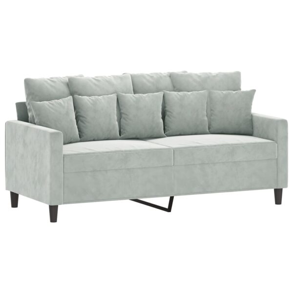 3 pcs conjunto de sofás com almofadões veludo cinzento-claro - Image 3