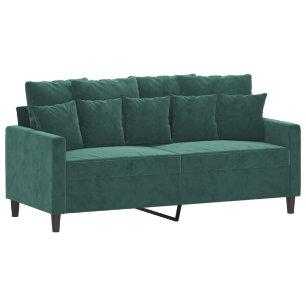 3 pcs conjunto de sofás com almofadões veludo verde-escuro - Image 3