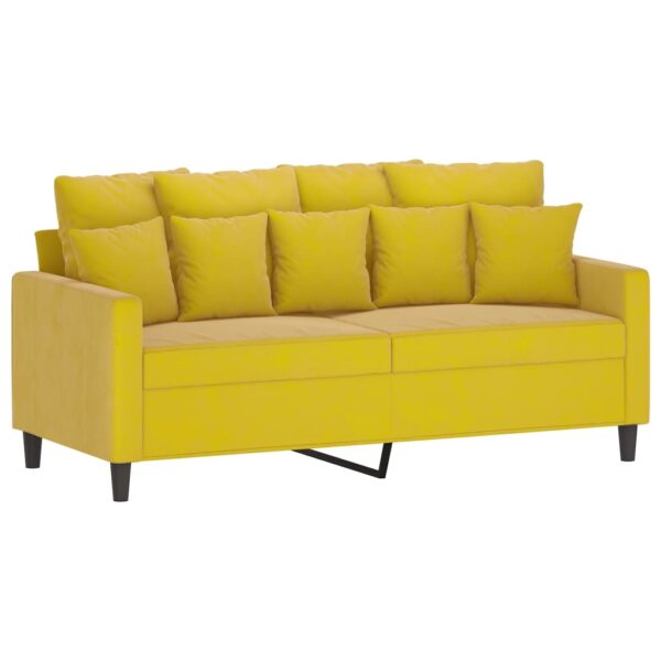 3 pcs conjunto de sofás com almofadões veludo amarelo - Image 2