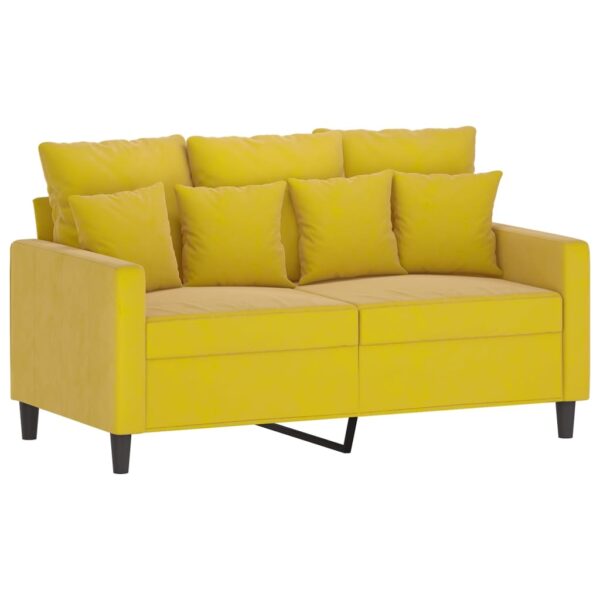 3 pcs conjunto de sofás com almofadões veludo amarelo - Image 3