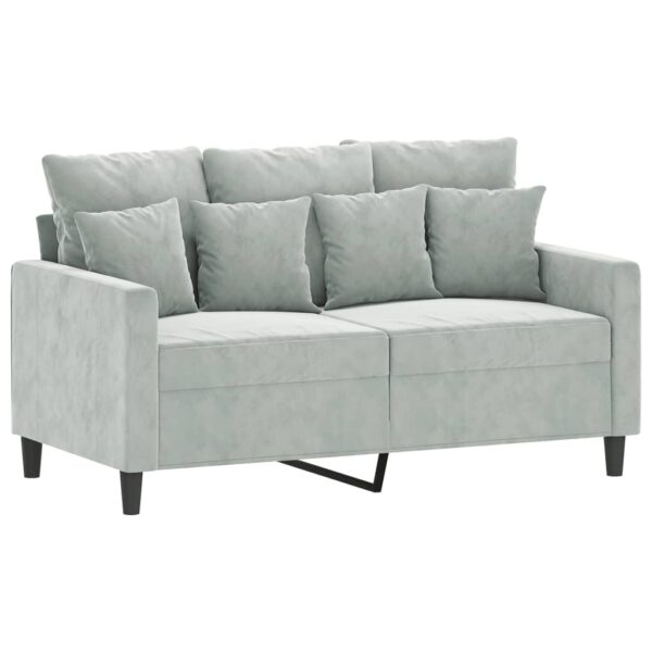 2 pcs conjunto de sofás com almofadões veludo cinzento-claro - Image 2