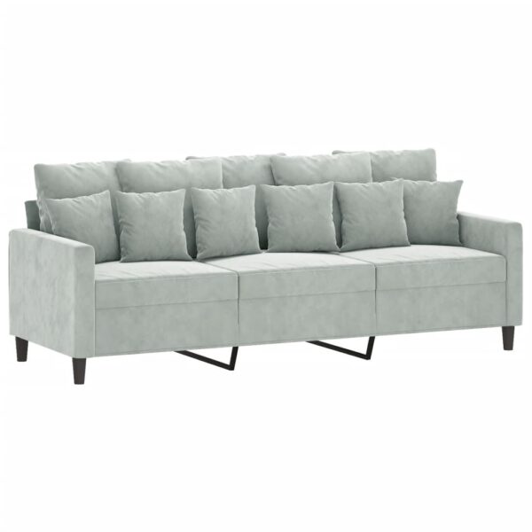 2 pcs conjunto de sofás com almofadões veludo cinzento-claro - Image 3