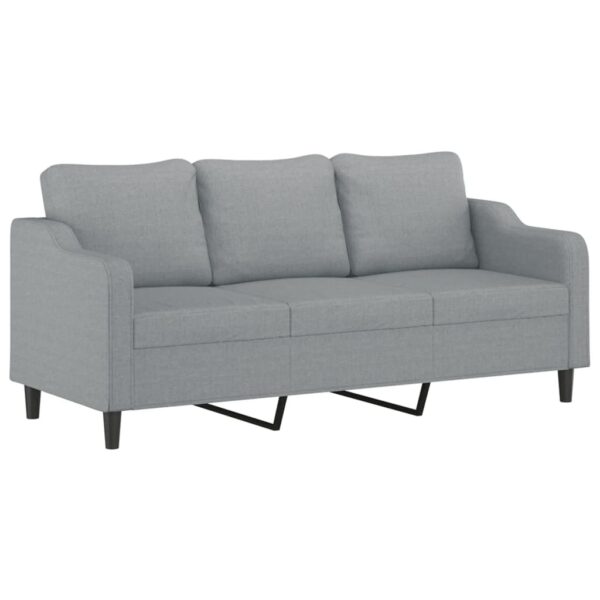 3 pcs conjunto de sofás com almofadões tecido cinzento-claro - Image 4